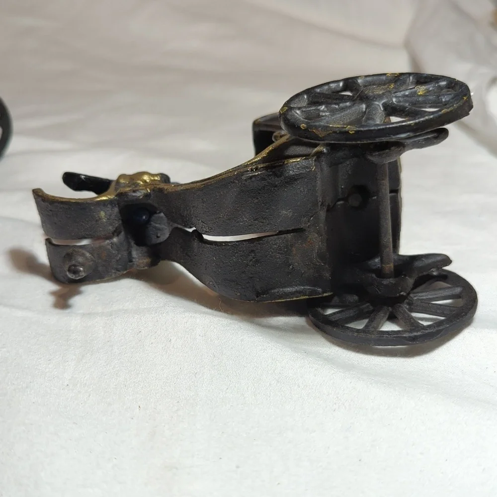Vintage Cast Iron Horse Drawn Carriage with Driver and Rider